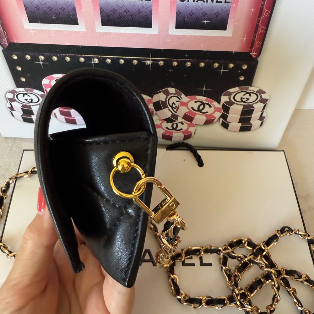 CHANEL Black Leather Sunglasses Case with Chain - Picture 7 of 12